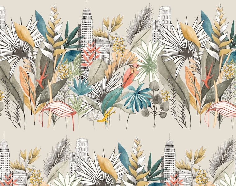 Ohpopsi_Concept_CEP50109W_URBAN_TROPIC_PARCHMENT URBAN TROPIC - Parchment - Imagem 1